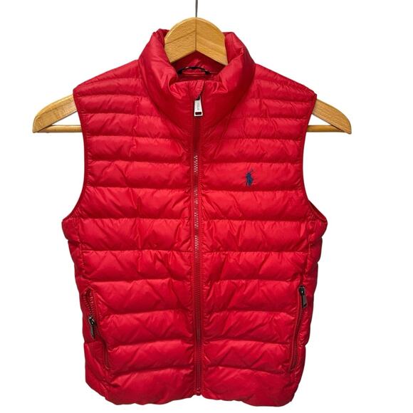 Ralph Lauren Kids Size Medium 10-12 Red Puffer Vest Polo Logo Quilted - Picture 1 of 7